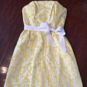 Lily Pulitzer Yellow Flower Strapless Dress size 4
